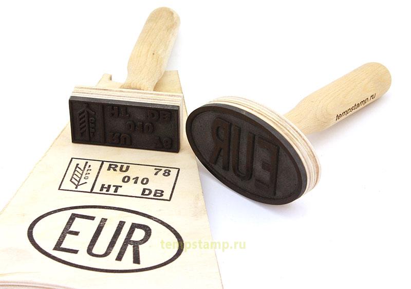 Rubber stamp for pallets and containers