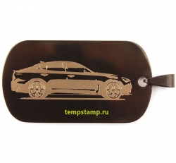 Лазерная гравировка на черном жетоне с обратной стороны 